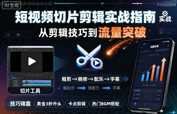 短视频切片剪辑实战指南，从剪辑技巧到流量突破汇创网-网创项目_汇创网_中创网_福缘网_冒泡网_网创项目平台汇创网