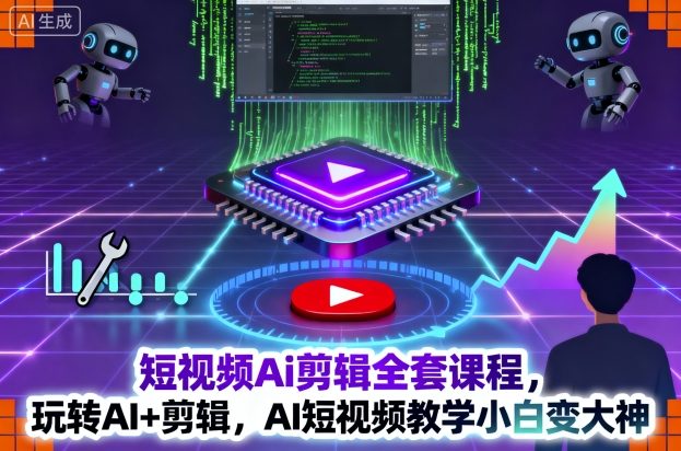 短视频Ai剪辑全套课程，玩转AI+剪辑，AI短视频教学小白变大神汇创网-网创项目_汇创网_中创网_福缘网_冒泡网_网创项目平台汇创网