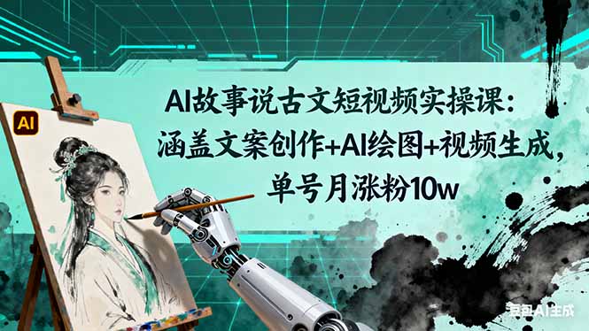 （16369期）AI故事说古文短视频实操课：涵盖文案创作+AI绘图+视频生成，单号月涨粉10w汇创网-网创项目_汇创网_中创网_福缘网_冒泡网_网创项目平台汇创网