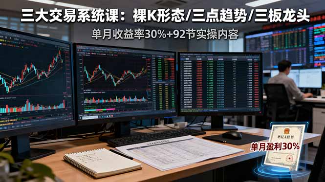 （16269期）三大交易系统课：裸K形态/三点趋势/三板体系，单月收益率30%+92节实操内容汇创网-网创项目_汇创网_中创网_福缘网_冒泡网_网创项目平台汇创网