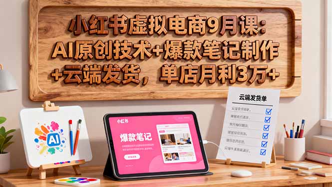 （16287期）小红书虚拟电商9月课：AI原创技术+爆款笔记制作+云端发货，单店月利3万+汇创网-网创项目_汇创网_中创网_福缘网_冒泡网_网创项目平台汇创网