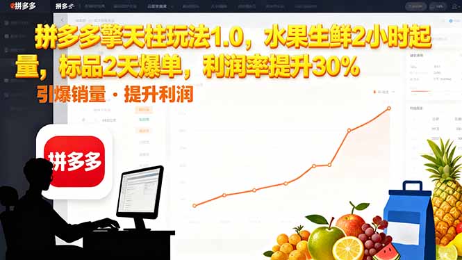 （16429期）拼多多 擎天柱玩法1.0，水果生鲜2小时起量，标品2天爆单，利润率提升30%汇创网-网创项目_汇创网_中创网_福缘网_冒泡网_网创项目平台汇创网