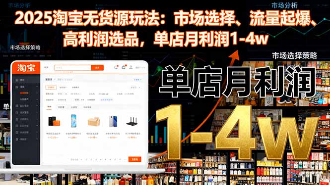 （16445期）2025淘宝无货源玩法：市场选择、流量起爆、高利润选品，单店月利润1-4w汇创网-网创项目_汇创网_中创网_福缘网_冒泡网_网创项目平台汇创网