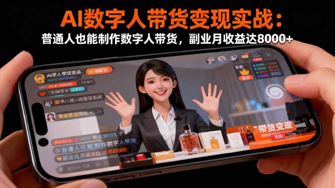 （16377期）AI数字人带货变现实战：普通人也能制作数字人带货，副业月收益达8000+汇创网-网创项目_汇创网_中创网_福缘网_冒泡网_网创项目平台汇创网