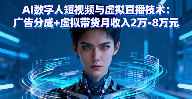 （16148期）AI数字人短视频与虚拟直播技术：广告分成+虚拟带货月收入2万-8万元汇创网-网创项目_汇创网_中创网_福缘网_冒泡网_网创项目平台汇创网