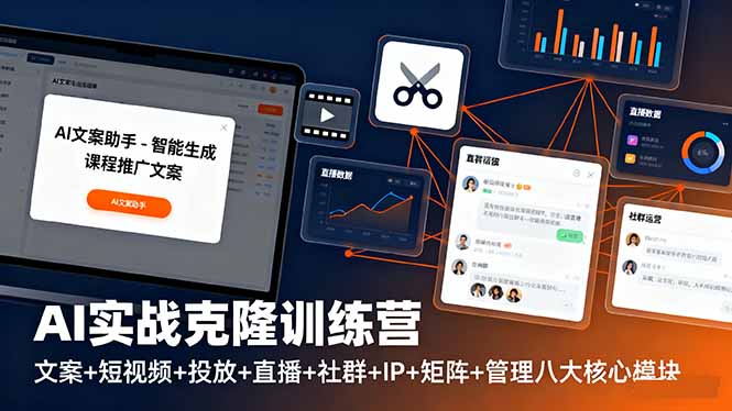 （16328期）AI实战克隆训练营：文案+短视频+投放+直播+社群+IP+矩阵+管理八大核心模块汇创网-网创项目_汇创网_中创网_福缘网_冒泡网_网创项目平台汇创网