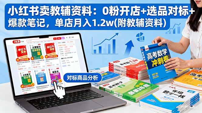 （16331期）小红书卖教辅资料：0粉开店+选品对标+爆款笔记，单店月入1.2w(附教辅资料)汇创网-网创项目_汇创网_中创网_福缘网_冒泡网_网创项目平台汇创网