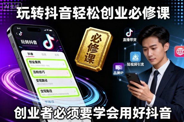 玩转抖音轻松创业必修课，创业者必须要学会用好抖音汇创网-网创项目_汇创网_中创网_福缘网_冒泡网_网创项目平台汇创网