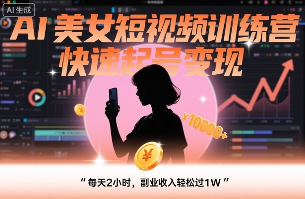 AI美女短视频训练营，快速起号变现，每天2小时，副业收入轻松过1W汇创网-网创项目_汇创网_中创网_福缘网_冒泡网_网创项目平台汇创网