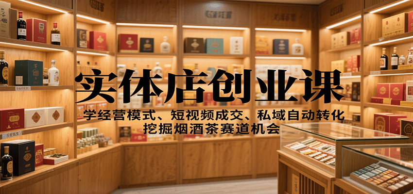 实体店创业课：学经营模式、短视频成交、私域自动转化，挖掘烟酒茶赛道机会汇创网-网创项目_汇创网_中创网_福缘网_冒泡网_网创项目平台汇创网