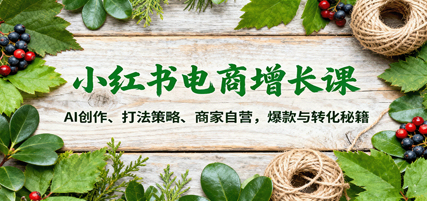 小红书电商增长课：AI创作、打法策略、商家自营，爆款与转化秘籍汇创网-网创项目_汇创网_中创网_福缘网_冒泡网_网创项目平台汇创网