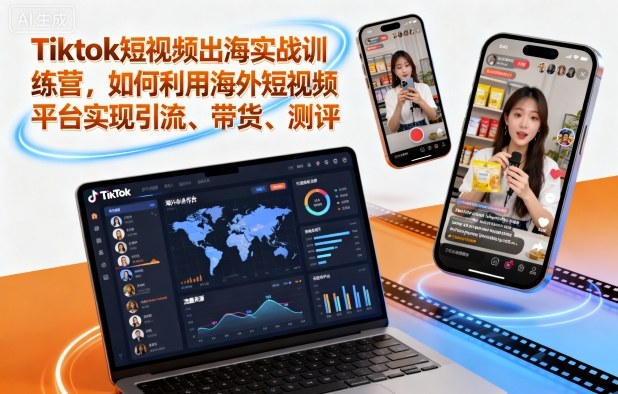 Tiktok短视频出海实战训练营，如何利用海外短视频平台实现引流、带货、测评汇创网-网创项目_汇创网_中创网_福缘网_冒泡网_网创项目平台汇创网