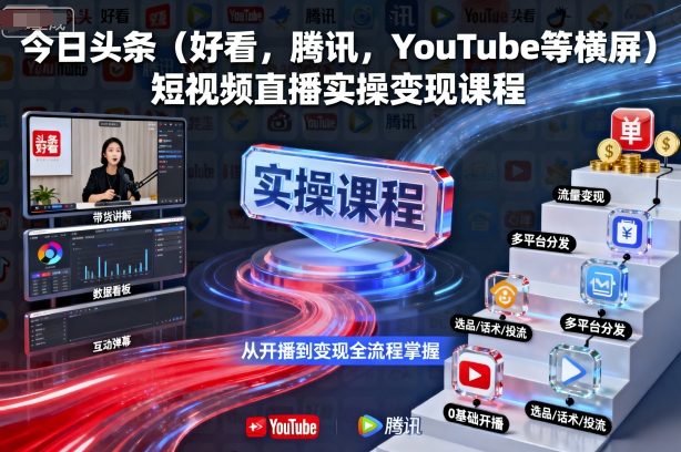 今日头条（好看，腾讯，YouTube等横屏）短视频直播实操变现课程汇创网-网创项目_汇创网_中创网_福缘网_冒泡网_网创项目平台汇创网