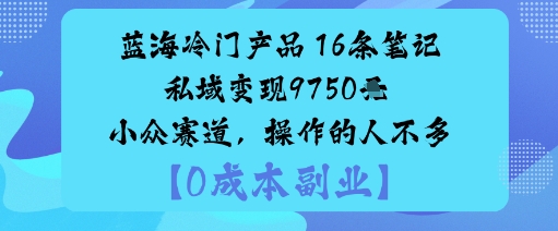 蓝海冷门产品：16条笔记私域变现9750米小众赛道，操作的人不多汇创网-网创项目_汇创网_中创网_福缘网_冒泡网_网创项目平台汇创网