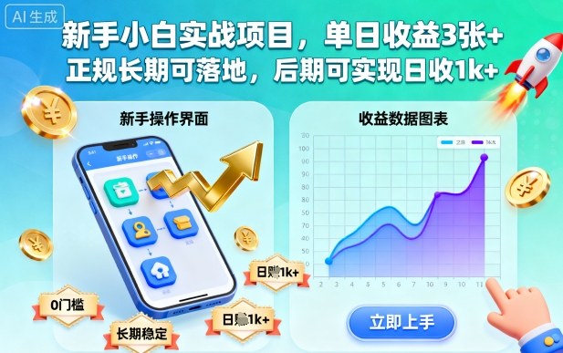 新手小白实战项目，单日收益3张+，正规长期可落地，后期可实现日收1k+【揭秘】汇创网-网创项目_汇创网_中创网_福缘网_冒泡网_网创项目平台汇创网