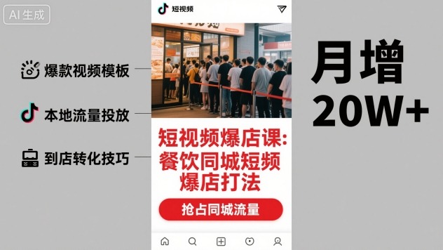短视频爆店课，餐饮同城短视频爆店打法汇创网-网创项目_汇创网_中创网_福缘网_冒泡网_网创项目平台汇创网
