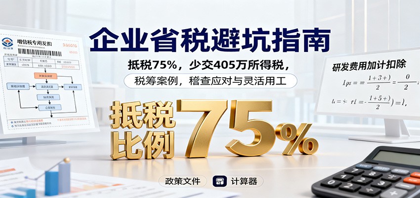 企业省税避坑指南：抵税75%，少交405万所得税，税筹案例，稽查应对与灵活用工汇创网-网创项目_汇创网_中创网_福缘网_冒泡网_网创项目平台汇创网