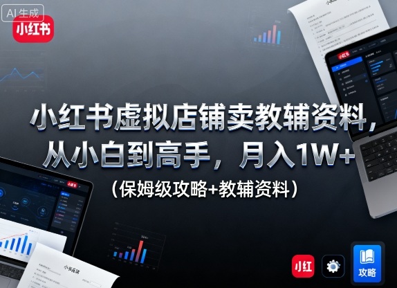 小红书虚拟店铺卖教辅资料，从小白到高手，月入1W+（保姆级攻略+教辅资料）汇创网-网创项目_汇创网_中创网_福缘网_冒泡网_网创项目平台汇创网