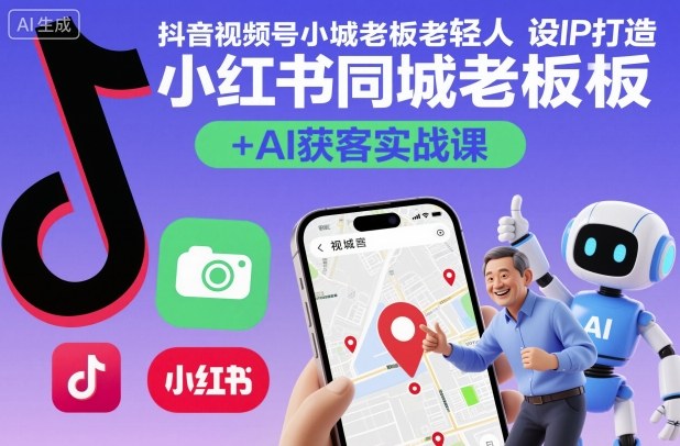 抖音视频号小红书同城老板轻人设IP打造+AI获客实战课，人设打造-算法拆解-拍摄剪辑-内容运营-AI创作汇创网-网创项目_汇创网_中创网_福缘网_冒泡网_网创项目平台汇创网