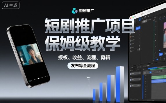 短剧推广项目保姆级教学，授权、收益、流程、剪辑，发布等全流程汇创网-网创项目_汇创网_中创网_福缘网_冒泡网_网创项目平台汇创网