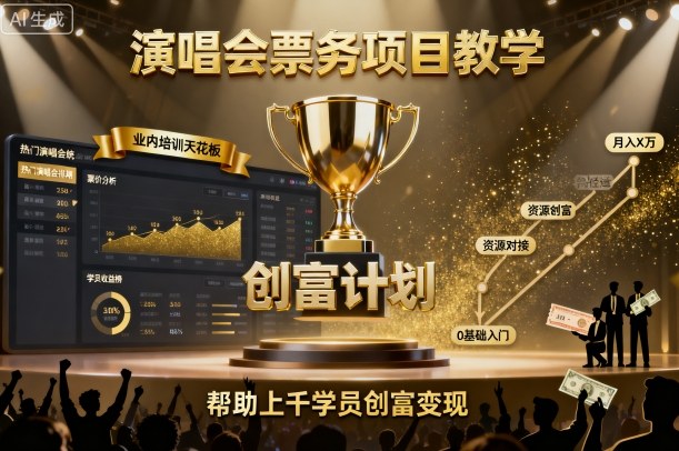 演唱会票务项目教学，业内培训天花板，帮助上千学员创富变现汇创网-网创项目_汇创网_中创网_福缘网_冒泡网_网创项目平台汇创网