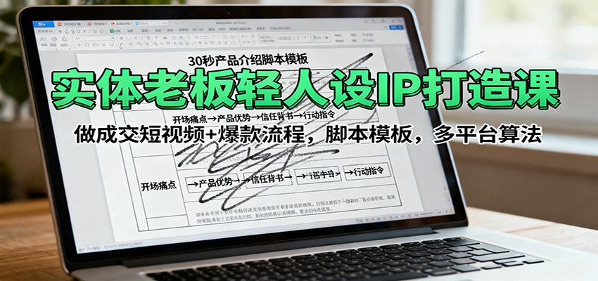 实体老板轻人设IP打造课：做成交短视频+爆款流程，脚本模板，多平台算法汇创网-网创项目_汇创网_中创网_福缘网_冒泡网_网创项目平台汇创网