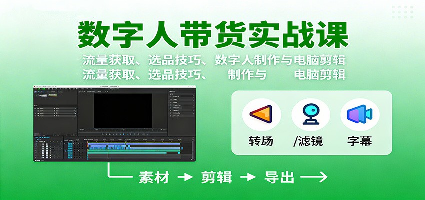 数字人变现实战课：流量获取、选品技巧、数字人制作与电脑剪辑汇创网-网创项目_汇创网_中创网_福缘网_冒泡网_网创项目平台汇创网