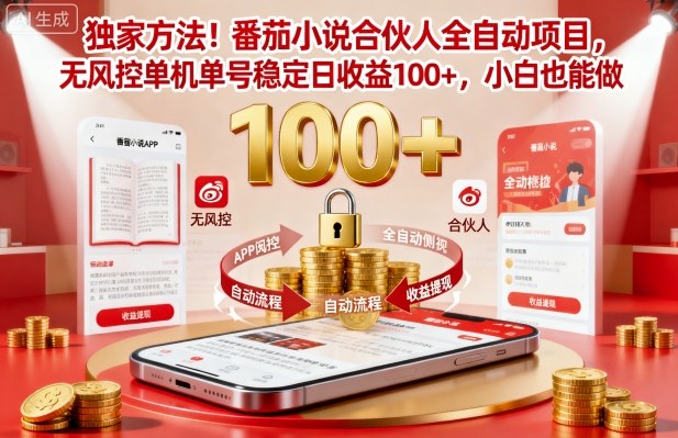 独家方法！番茄小说合伙人全自动挂G项目，无风控单机单号稳定日收益100+，小白也能做【揭秘】汇创网-网创项目_汇创网_中创网_福缘网_冒泡网_网创项目平台汇创网