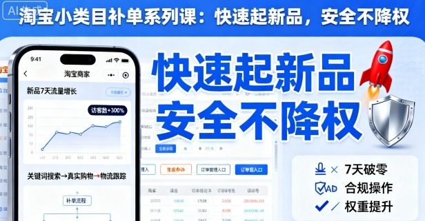 淘宝小类目补单系列课，快速起新品，安全不降权汇创网-网创项目_汇创网_中创网_福缘网_冒泡网_网创项目平台汇创网