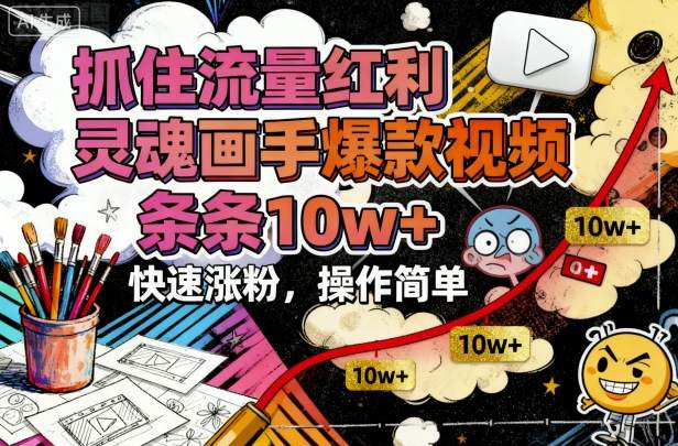 抓住流量红利，灵魂画手爆款视频，条条10w+，快速涨粉，操作简单汇创网-网创项目_汇创网_中创网_福缘网_冒泡网_网创项目平台汇创网