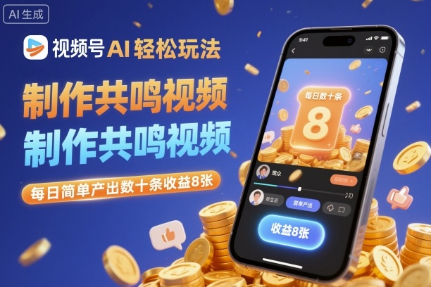 视频号AI轻松玩法,制作共鸣视频,每日简单产出数十条收益8张汇创网-网创项目_汇创网_中创网_福缘网_冒泡网_网创项目平台汇创网