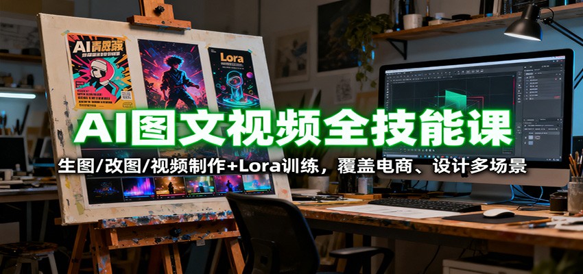 AI图文视频全技能课：生图/改图/视频制作+Lora训练，覆盖电商 、设计多场景汇创网-网创项目_汇创网_中创网_福缘网_冒泡网_网创项目平台汇创网