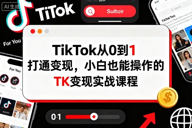 TikTok从0到1打通变现，小白也能操作的TK变现实战课程汇创网-网创项目_汇创网_中创网_福缘网_冒泡网_网创项目平台汇创网
