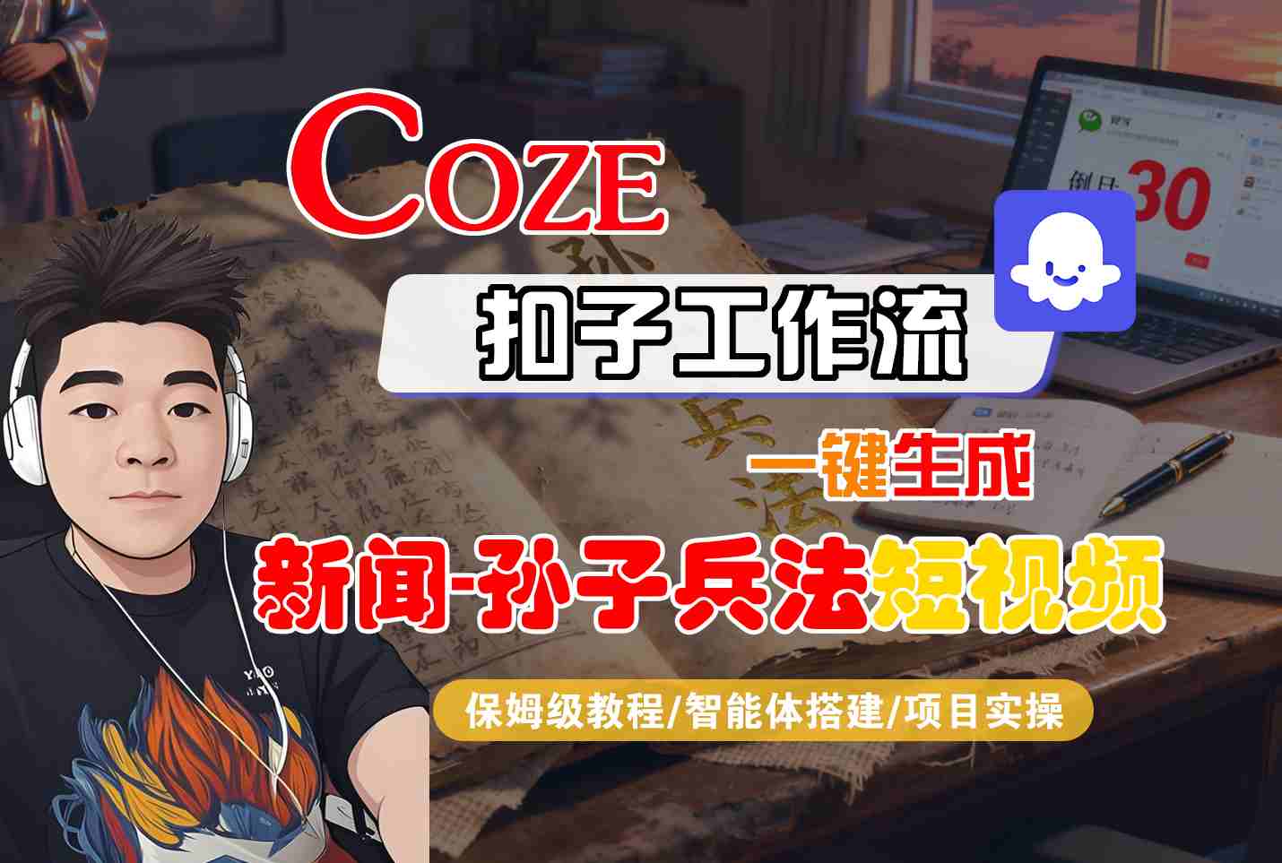 Coze扣子智能体工作流一键生成“新闻-孙子兵法“短视频，全流程保姆级教学汇创网-网创项目_汇创网_中创网_福缘网_冒泡网_网创项目平台汇创网