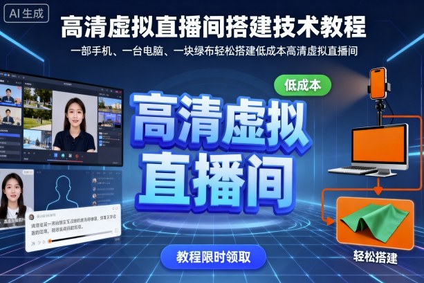 高清虚拟直播间搭建技术教程，一部手机、一台电脑、一块绿布轻松搭建低成本高清虚拟直播间汇创网-网创项目_汇创网_中创网_福缘网_冒泡网_网创项目平台汇创网
