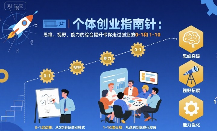 个体创业指南针，思维、视野、能力的综合提升带你走过创业的0-1和1-10【音频】汇创网-网创项目_汇创网_中创网_福缘网_冒泡网_网创项目平台汇创网