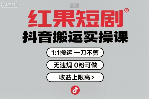 红果短剧拉新之抖音搬运实操课，1：1搬运，一刀不剪，无违规，0粉可做，收益上限高汇创网-网创项目_汇创网_中创网_福缘网_冒泡网_网创项目平台汇创网