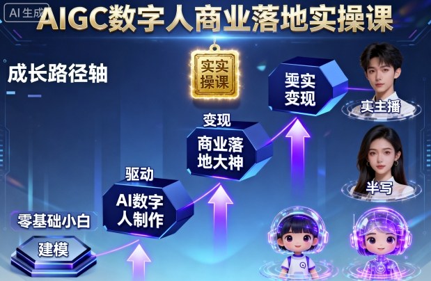 AIGC数字人商业落地实操课，从零基础小白到AI数字人大神汇创网-网创项目_汇创网_中创网_福缘网_冒泡网_网创项目平台汇创网