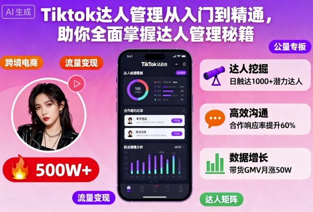 Tiktok达人管理从入门到精通,助你全面掌握达人管理秘籍汇创网-网创项目_汇创网_中创网_福缘网_冒泡网_网创项目平台汇创网