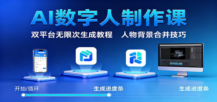 AI数字人制作课：双平台无限次生成教程，人物背景合并技巧汇创网-网创项目_汇创网_中创网_福缘网_冒泡网_网创项目平台汇创网