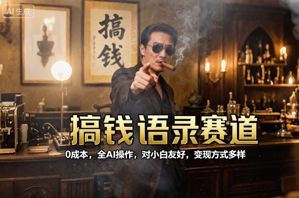 搞钱语录赛道，0成本，全AI操作，对小白友好，变现方式多样汇创网-网创项目_汇创网_中创网_福缘网_冒泡网_网创项目平台汇创网