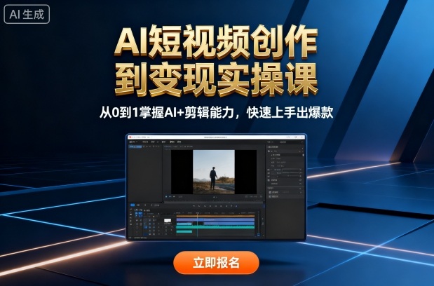 AI短视频创作到变现实操课,从0到1掌握AI+剪辑能力,快速上手出爆款(更新10月)汇创网-网创项目_汇创网_中创网_福缘网_冒泡网_网创项目平台汇创网