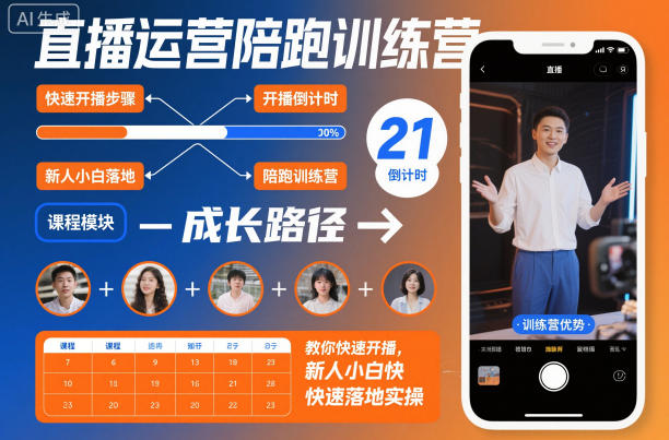 直播运营陪跑训练营，教你快速开播，新人小白快速落地实操汇创网-网创项目_汇创网_中创网_福缘网_冒泡网_网创项目平台汇创网