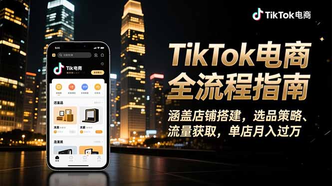 （16524期）TikTok电商全流程指南，涵盖店铺搭建、选品策略、流量获取，单店月入过万汇创网-网创项目_汇创网_中创网_福缘网_冒泡网_网创项目平台汇创网