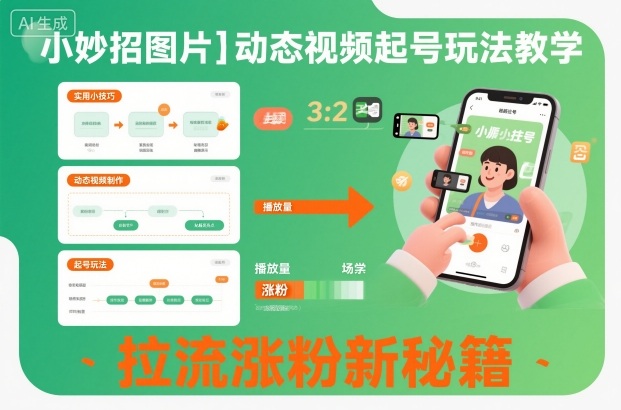 小妙招图片+动态视频起号玩法教学,拉流涨粉新秘籍汇创网-网创项目_汇创网_中创网_福缘网_冒泡网_网创项目平台汇创网