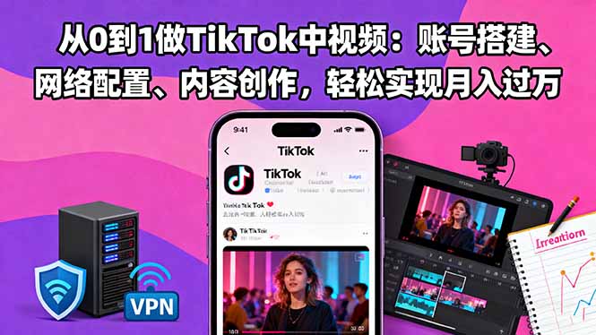 （16461期）从0到1做TikTok中视频：账号搭建、网络配置、内容创作，轻松实现月入过万汇创网-网创项目_汇创网_中创网_福缘网_冒泡网_网创项目平台汇创网