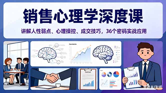（16456期）销售心理学深度课，讲解人性弱点、心理操控、成交技巧，36个密码实战应用汇创网-网创项目_汇创网_中创网_福缘网_冒泡网_网创项目平台汇创网