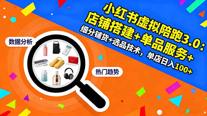 （16451期）小红书虚拟陪跑3.0：店铺搭建+单品服务+细分铺货+选品技术，单店日入100+汇创网-网创项目_汇创网_中创网_福缘网_冒泡网_网创项目平台汇创网