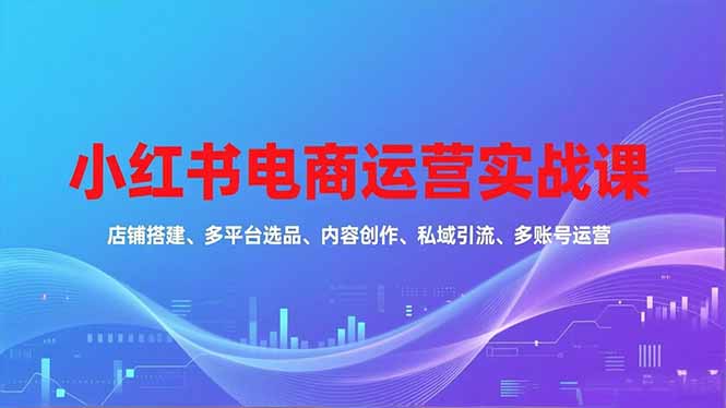 （16695期）小红书电商运营实战课，店铺搭建、多平台选品、内容创作、私域引流、多账号运营等玩法汇创网-网创项目_汇创网_中创网_福缘网_冒泡网_网创项目平台汇创网
