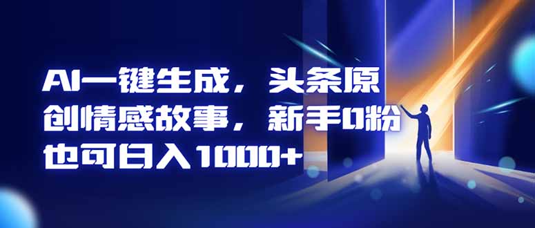 （16581期）AI一键生成，头条原创情感故事，新手0粉也可日入1000+汇创网-网创项目_汇创网_中创网_福缘网_冒泡网_网创项目平台汇创网
